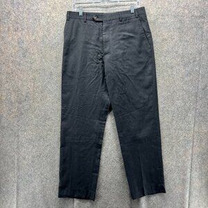 Armani Collezioni Pants Mens 33 Black Flat Front Linen Wool Blend Dress Slacks